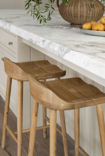 Chairs at Mitered Laminated, Marble, Kitchen Countertop
