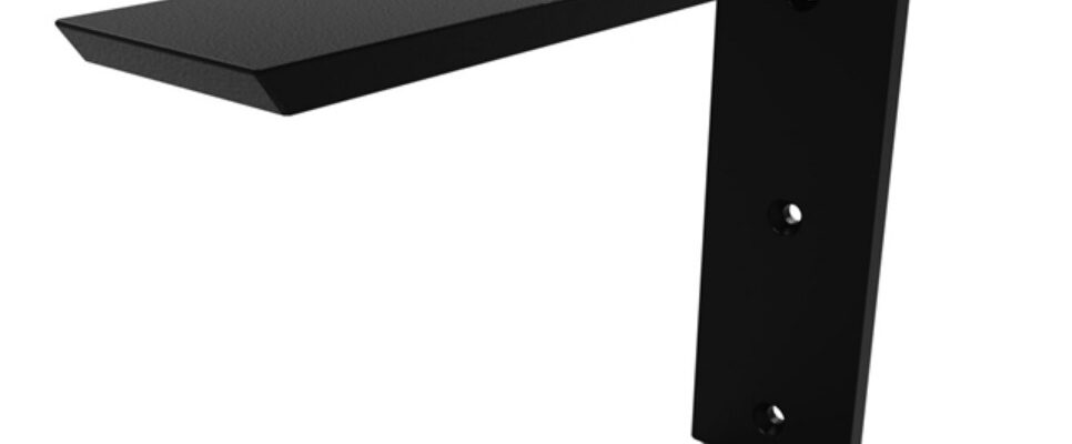 steel bracket supporting granite countertop overhang