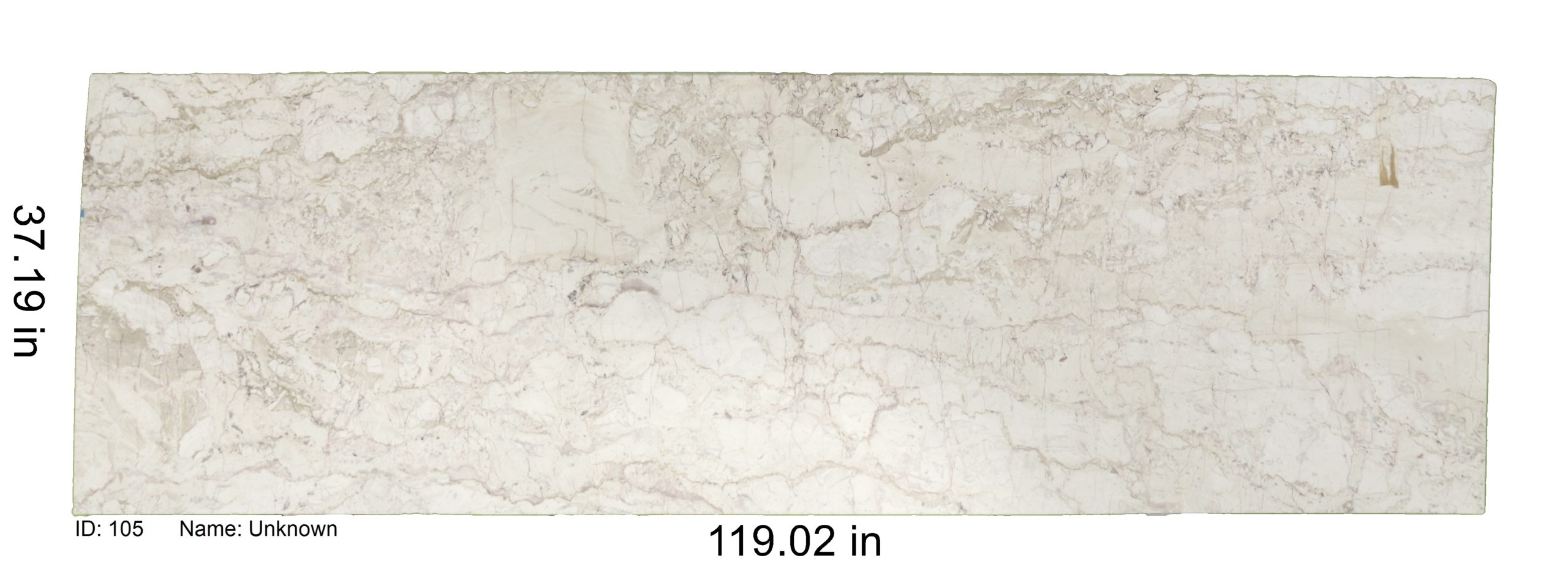 Ivory Marble With Grey And Brown Veining<br />
ID: 105<br />
Name: Unknown<br />
Size 37.19x119.02