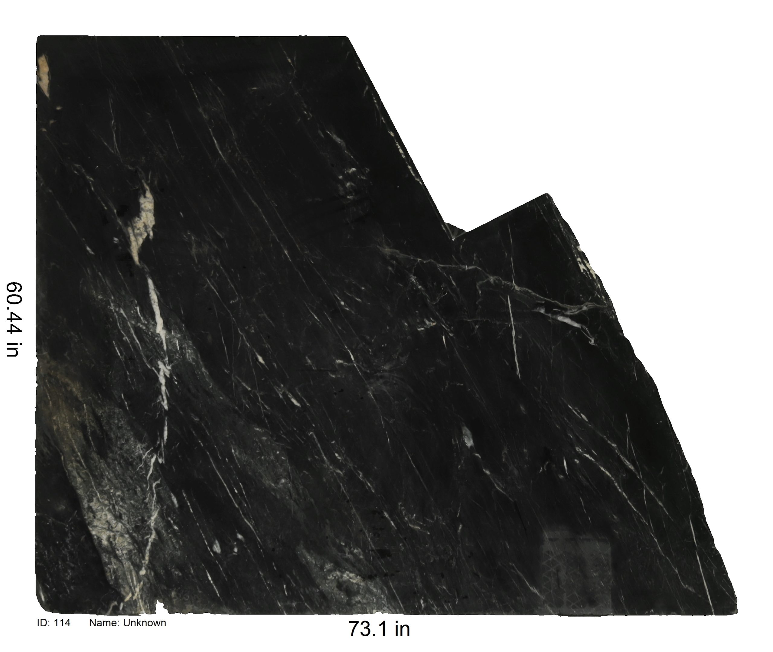 Black Marble With White Veining<br />
ID 114<br />
Name: Unknown<br />
Size60.44x73.1