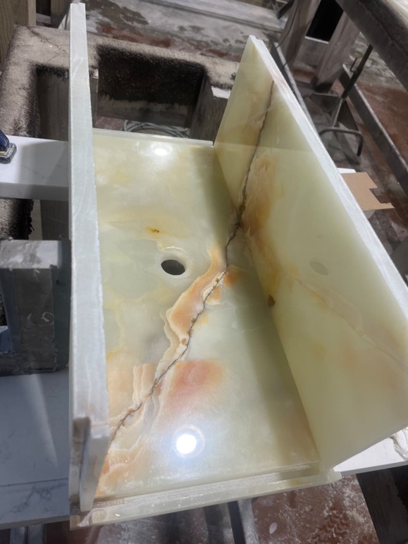 custom stone sink integrated onyx sink Columbus Ohio
