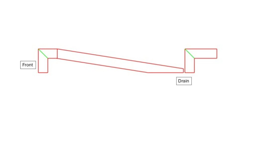 Custom integrated sink drawing. No Drop