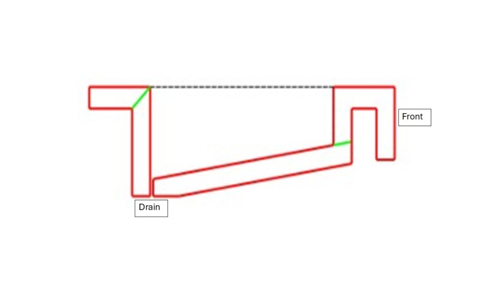 Custom integrated sink drawing. Standard Drop