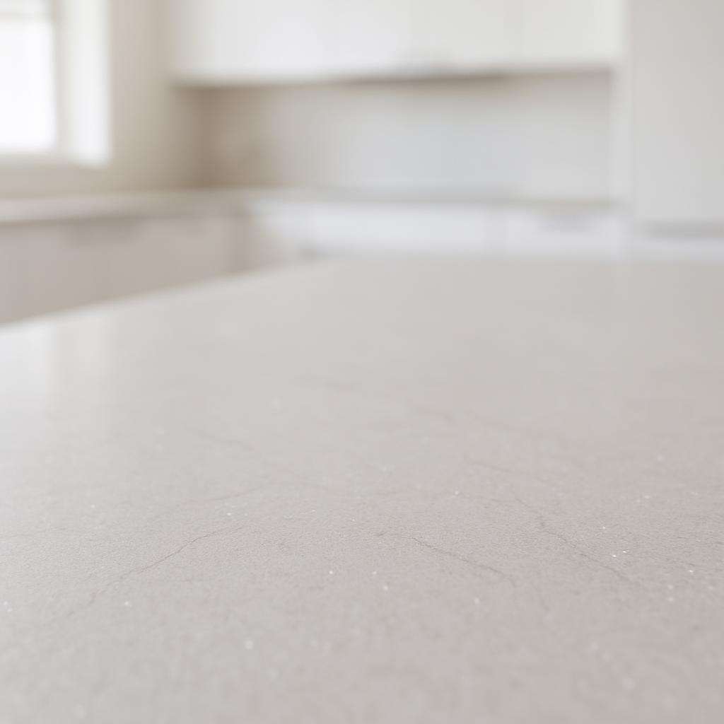 Light gray engineered quartz countertop surface detail