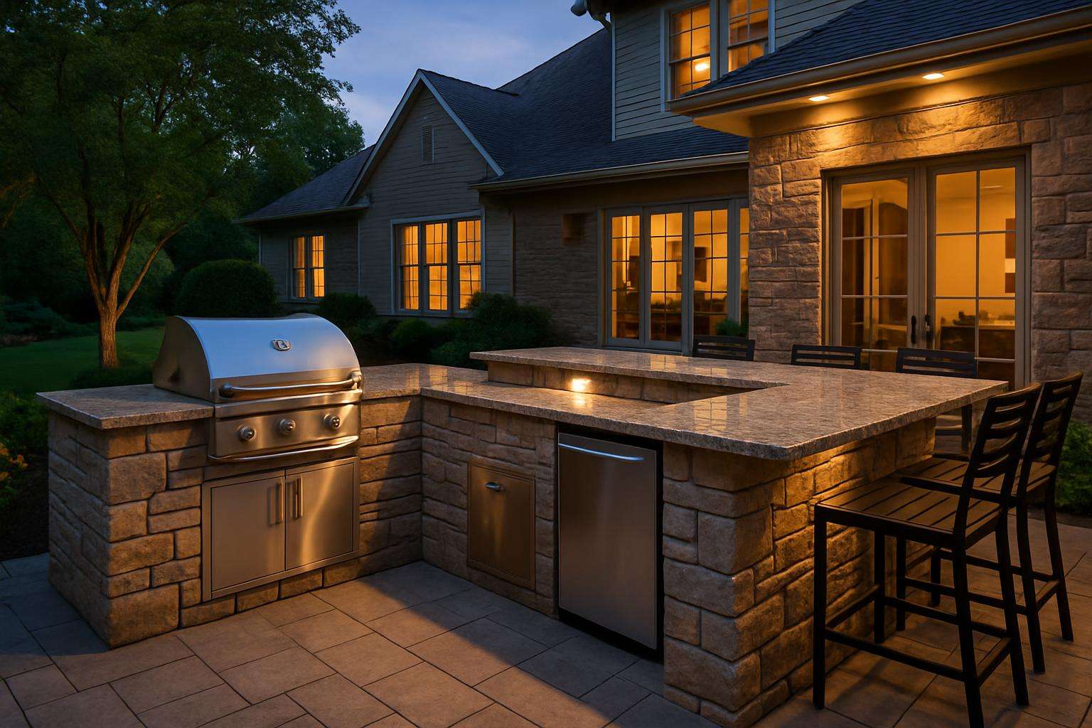 Luxury outdoor kitchen with granite countertops in Columbus Ohio